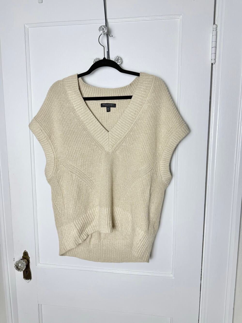 Banana Republic Tan Beige Drop Shoulder Slouchy Sweater Vest Cotton M/L - Picture 1 of 8